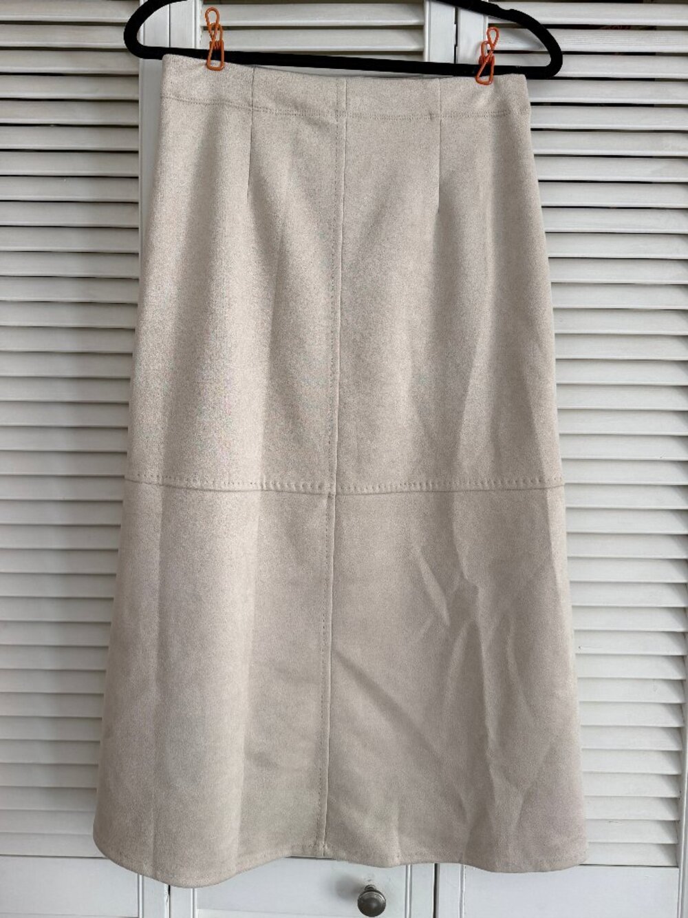NWT Max Studio Light tan Suede-like Panel Midi Skirt A line